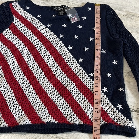 Norton Studio USA Flag Crochet Sweater Size PS. Patriotic - Picture 8 of 8